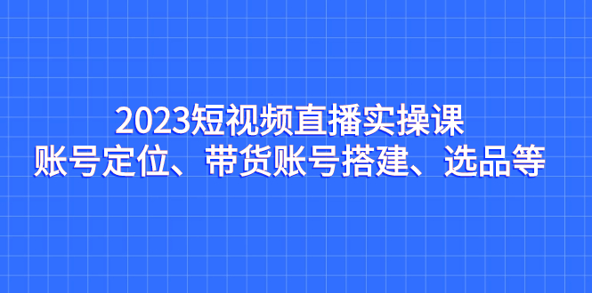 （7081期）2023短视频直播实操课，账号定位、带货账号搭建、选品等-<a href=