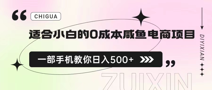 （6652期）适合小白的0成本咸鱼电商项目，一部手机，教你如何日入500+的保姆级教程-<a href=