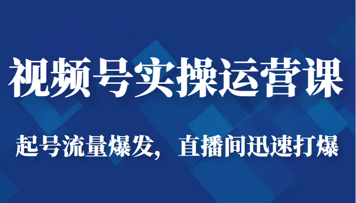 视频号实操运营课-起号流量爆发，直播间迅速打爆-<a href=
