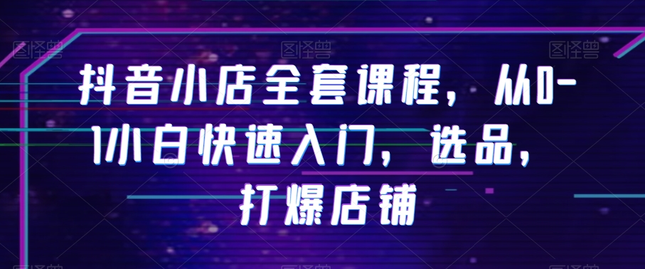抖音小店全套课程，从0-1小白快速入门，选品，打爆店铺-<a href=