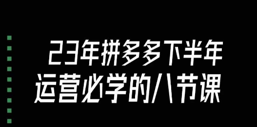 大牙·23年下半年拼多多运营必学的八节课（18节完整）-<a href=