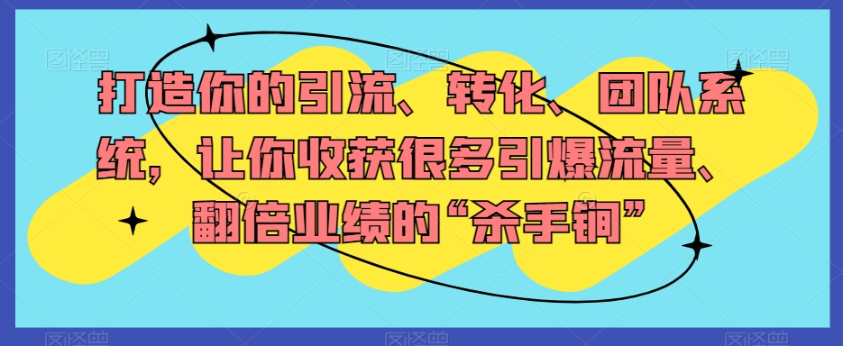打造你的引流、转化、团队系统，让你收获很多引爆流量、翻倍业绩的“杀手锏”-<a href=