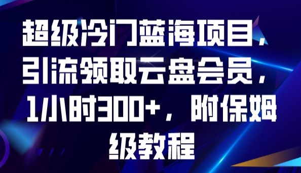 超级冷门蓝海项目，引流领取云盘会员，1小时300+，附保姆级教程-<a href=