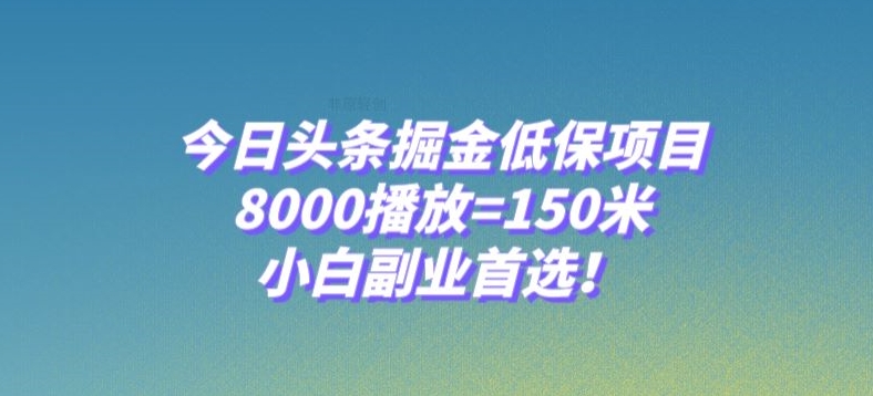 今日头条掘金低保项目，8000播放=150米，小白副业首选【揭秘】-<a href=