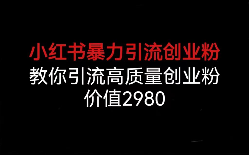 （6779期）小红书暴力引流创业粉，教你引流高质量创业粉，价值2980-<a href=
