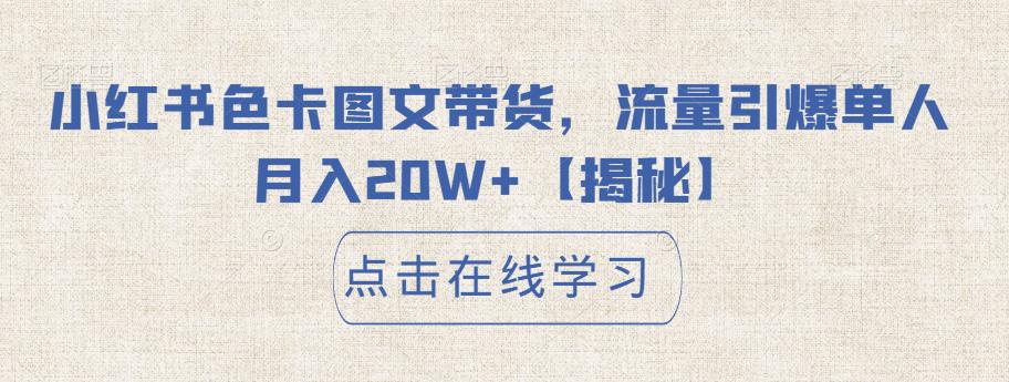 小红书色卡图文带货，流量引爆单人月入20W+【揭秘】-<a href=