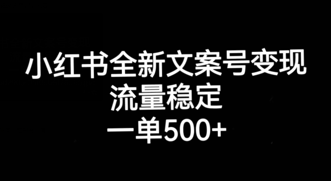 小红书全新文案号变现，流量稳定，一单收入500+-<a href=