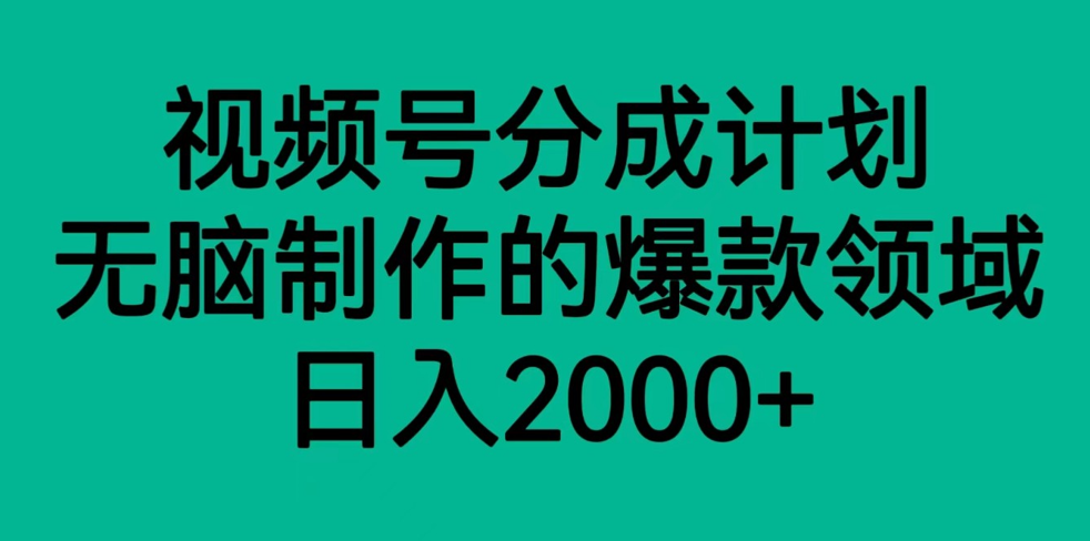 视频号分成计划，轻松无脑制作的爆款领域，日入2000+-<a href=