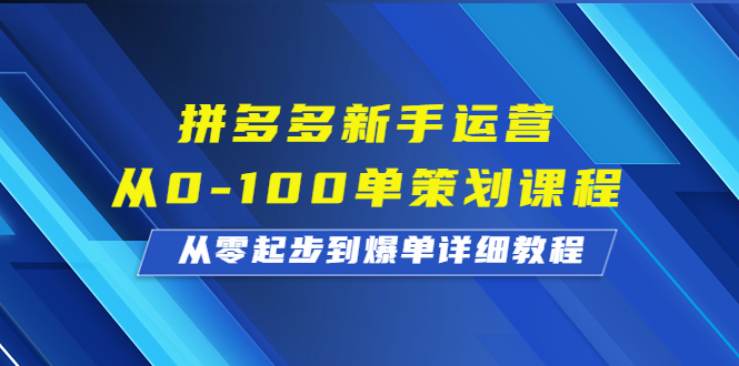（6920期）拼多多新手运营从0-100单策划课程，从零起步到爆单详细教程-<a href=