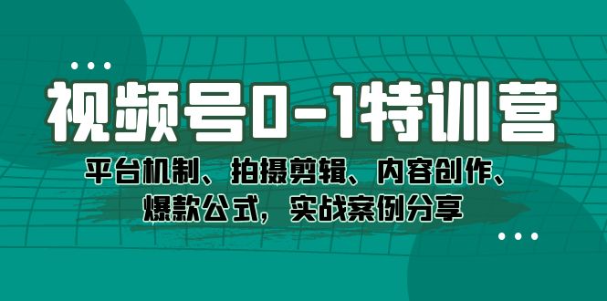 （7373期）视频号0-1特训营：平台机制、拍摄剪辑、内容创作、爆款公式，实战案例分享-<a href=