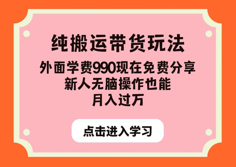 纯搬运带货玩法，外面学费990现在免费分享，新人无脑操作也能月入过万【揭秘】-<a href=