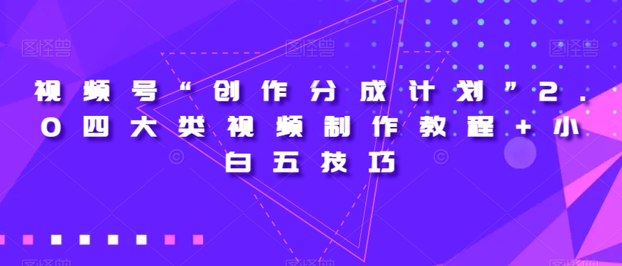 视频号“创作分成计划”2.0四大类视频制作教程+小白五技巧【揭秘】-<a href=