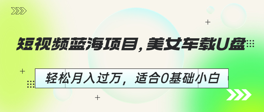 （6619期）短视频蓝海项目，美女车载U盘，轻松月入过万，适合0基础小白-<a href=