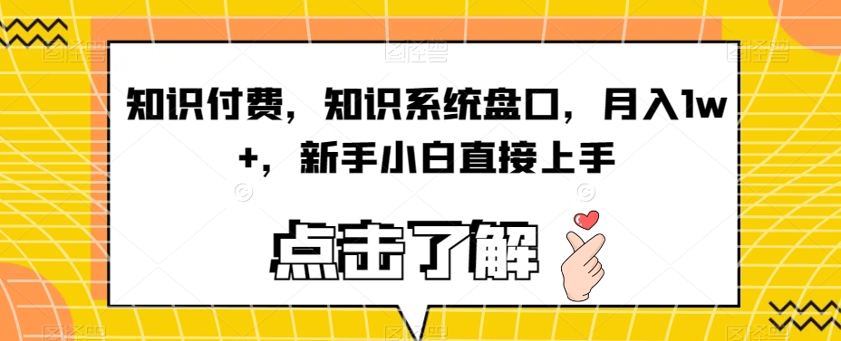 知识付费，知识系统盘口，月入1w+，新手小白直接上手-<a href=
