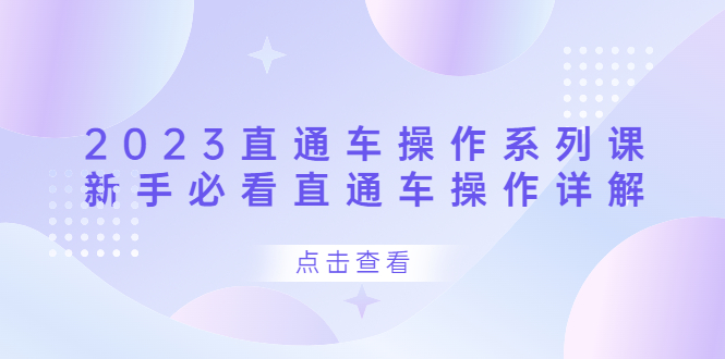 （6766期）2023直通车操作 系列课，新手必看直通车操作详解-<a href=