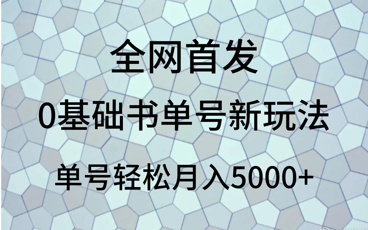 0基础书单号新玩法，操作简单，单号轻松月入5000+-<a href=