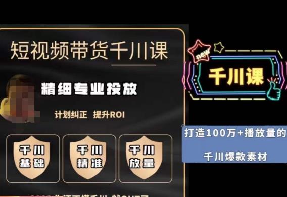 短视频带货-千川专业投放课，​精细化专业投放，计划纠正，提升ROI-<a href=
