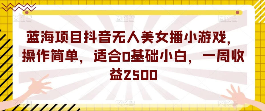 蓝海项目抖音无人美女播小游戏，操作简单，适合0基础小白，一周收益2500【揭秘】-<a href=