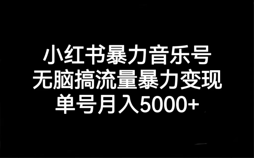 （7153期）小红书暴力音乐号，无脑搞流量暴力变现，单号月入5000+-<a href=