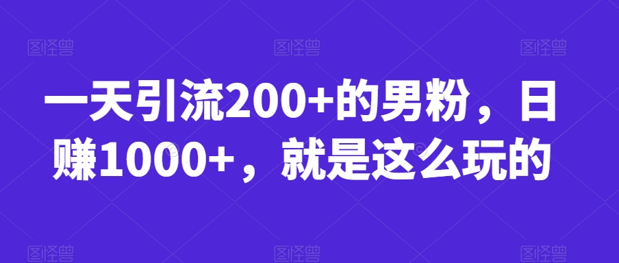 一天引流200+的男粉，日赚1000+，就是这么玩的【揭秘】-<a href=
