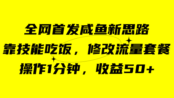 （7508期）咸鱼冷门新玩法，靠“技能吃饭”，修改流量套餐，操作1分钟，收益50+-<a href=