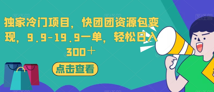 独家冷门项目，快团团资源包变现，9.9-19.9一单，轻松日入300＋【揭秘】-<a href=