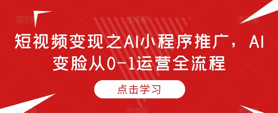 短视频变现之AI小程序推广，AI变脸从0-1运营全流程-<a href=