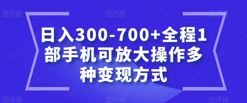 日入300-700+全程1部手机可放大操作多种变现方式【揭秘】-<a href=