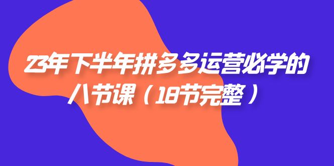 2023年下半年拼多多·运营必学的八节课（18节完整）-<a href=