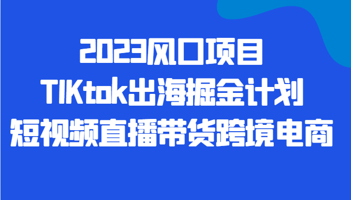 2023风口项目TIKtok出海掘金计划短视频直播带货跨境电商-<a href=