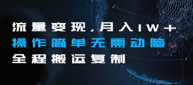 流量变现，月入1W+操作简单无需动脑全程搬运复制【揭秘】-<a href=
