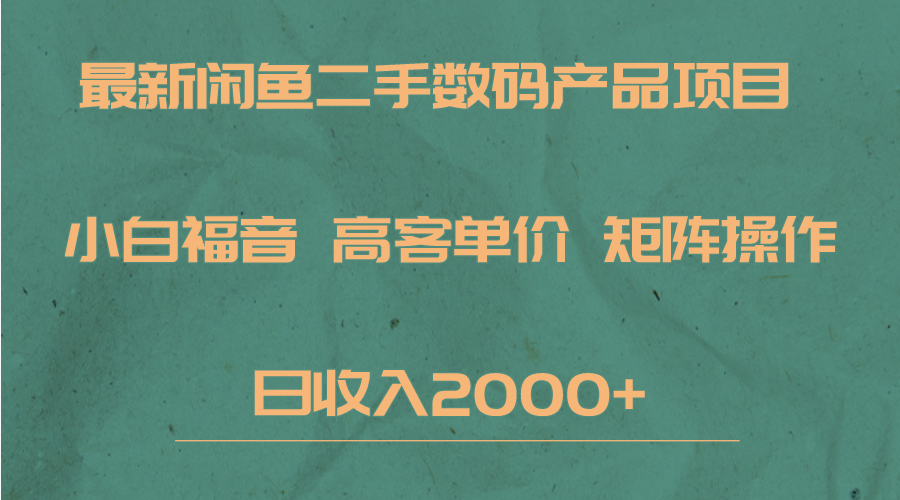 最新闲鱼二手数码赛道，小白福音，高客单价，矩阵操作，日收入2000+-<a href=