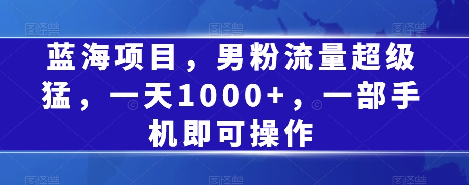 蓝海项目，男粉流量超级猛，一天1000+，一部手机即可操作【揭秘】-<a href=