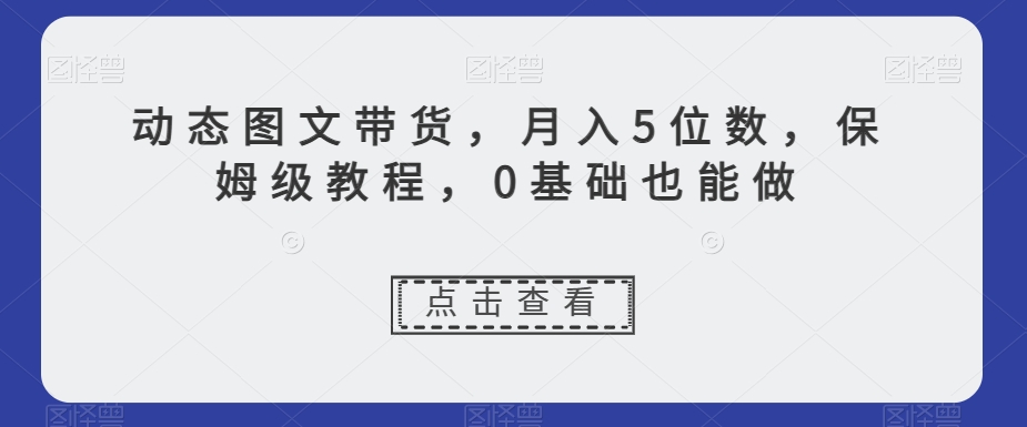 动态图文带货，月入5位数，保姆级教程，0基础也能做【揭秘】-<a href=