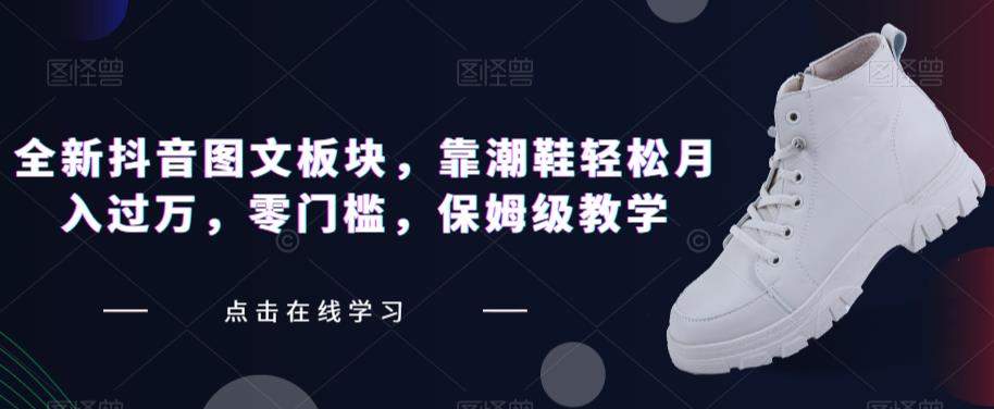 全新抖音图文板块，靠潮鞋轻松月入过万，零门槛，保姆级教学【揭秘】-<a href=