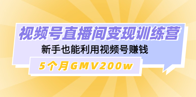 （4468期）视频号直播间变现训练营：新手也能利用视频号赚钱，5个月GMV200w-<a href=
