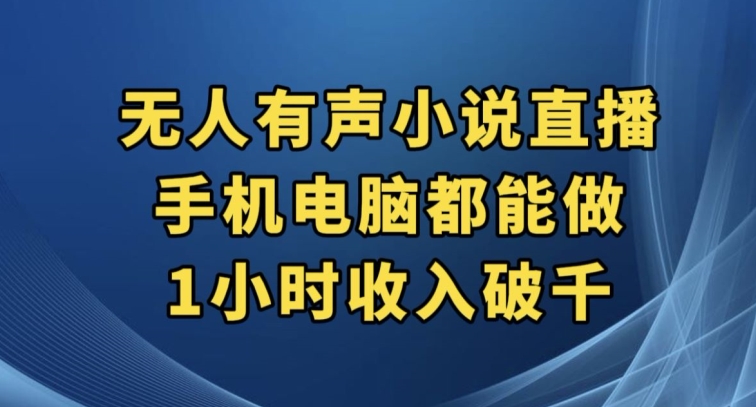 抖音无人有声小说直播，手机电脑都能做，1小时收入破千【揭秘】-<a href=
