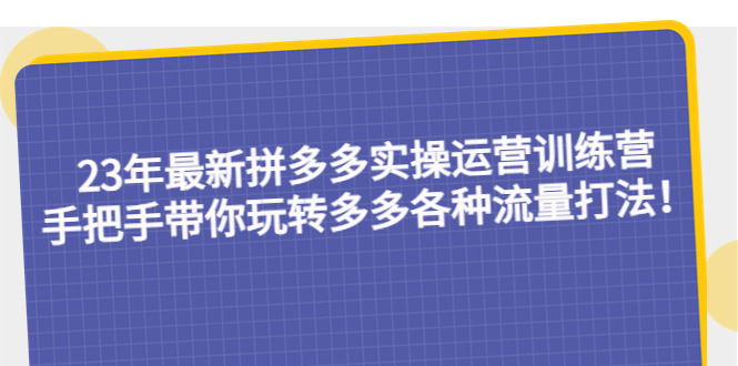 （5435期）23年最新拼多多实操运营训练营：手把手带你玩转多多各种流量打法！-<a href=
