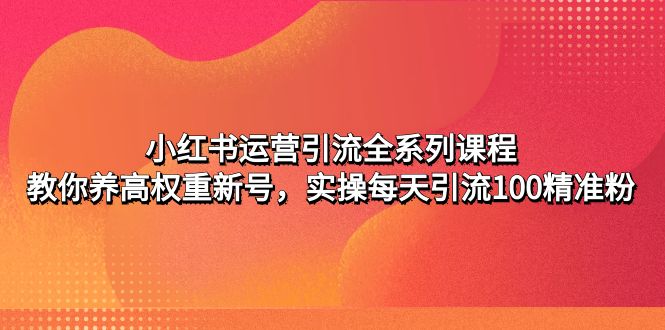 （4950期）小红书运营引流全系列课程：教你养高权重新号，实操每天引流100精准粉-<a href=