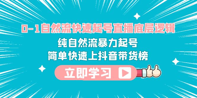 （6138期）0-1自然流快速起号直播 底层逻辑 纯自然流暴力起号 简单快速上抖音带货榜-<a href=
