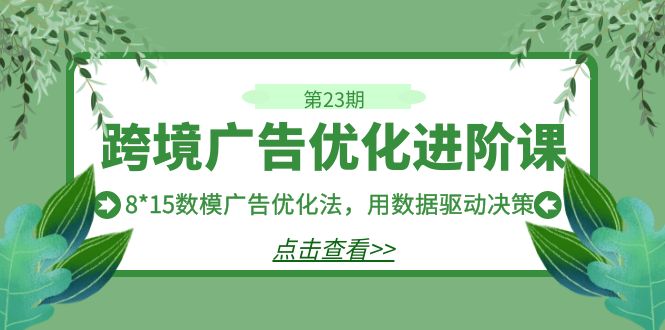 跨境广告·优化进阶课·第23期，8*15数模广告优化法，用数据驱动决策-<a href=