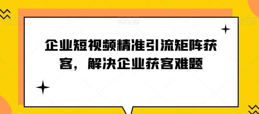 企业短视频精准引流矩阵获客，解决企业获客难题-<a href=