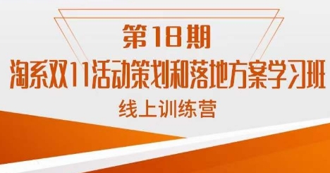 南掌柜·淘系双11活动策划和落地方案线上课18期-<a href=