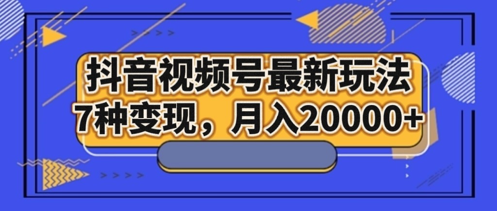 抖音视频号最新玩法，7种变现，月入20000+-<a href=