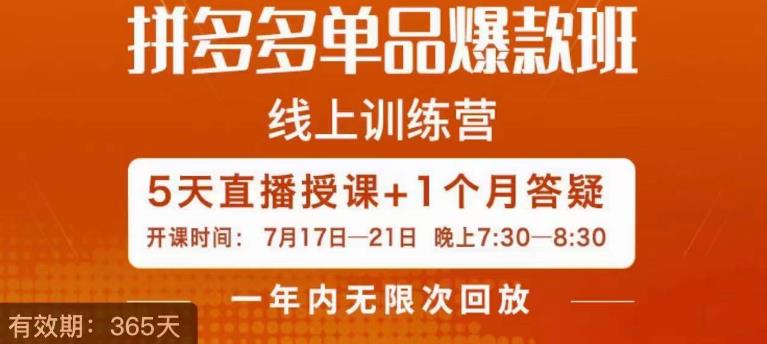 钟辰·拼多多单品爆款班，一个拼多多超级爆款养一个团队-<a href=