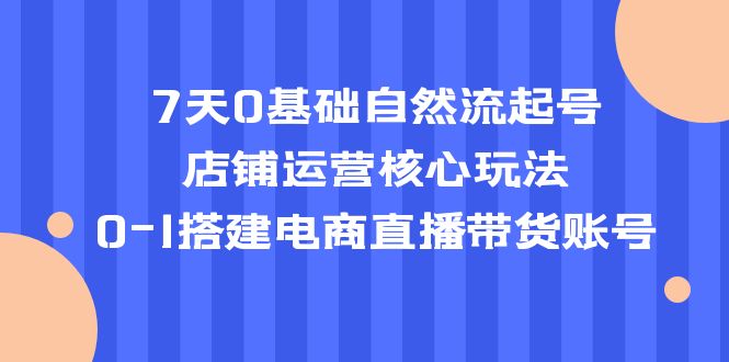 （5350期）7天0基础自然流起号，店铺运营核心玩法，0-1搭建电商直播带货账号-<a href=