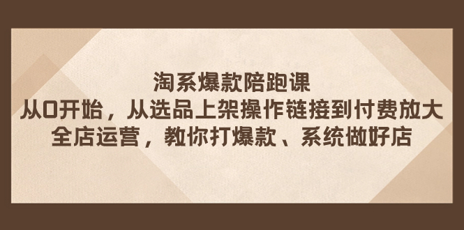 （7725期）淘系爆款陪跑课 从选品上架操作链接到付费放大 全店运营 打爆款 系统做好店-<a href=
