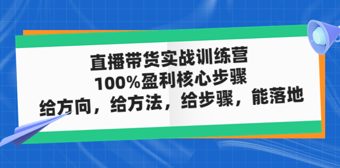 （4785期）直播带货实战训练营：100%盈利核心步骤，给方向，给方法，给步骤，能落地-<a href=
