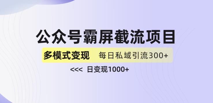 公众号霸屏截流项目+私域多渠道变现玩法，全网首发，日入1000+【揭秘】-<a href=