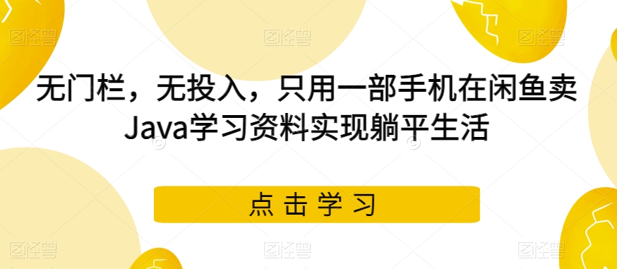 无门栏，无投入，只用一部手机在闲鱼卖Java学习资料实现躺平生活【揭秘】-<a href=